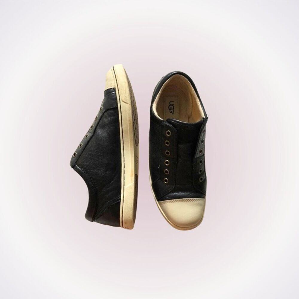 UGG Black Leather Slip-On Sneakers| Sz 8